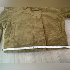 Mine Blu Pepper Green Corduroy Crop Moto Jacket ~ Size Medium thumbnail 12