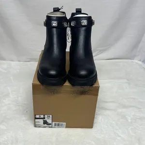 Stylish Black Ankle Boots with Gem Details Size 9 thumbnail 1