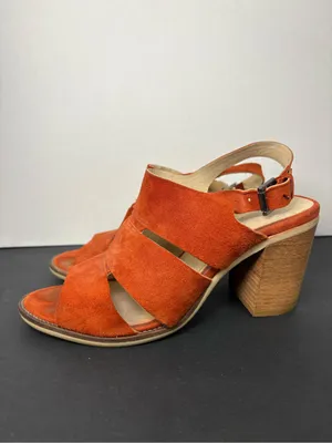 Clarks Orange Suede Slingback Block Heel Sandals thumbnail 2