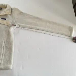 Patagonia Re Tool Ivory Cream Snap‎ Pullover Fleece Fuzzy Jacket Size MEDIUM thumbnail 9
