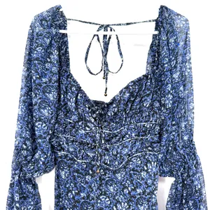 Free People Size XS Aglow Long Sleeve‎ Midi Dress Blue Bohemian Back Cutout thumbnail 3