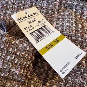 NWT Alfred Dunner Tweed Jacket 14 Brown Pink Fringe Open Front Vintage Charm thumbnail 3