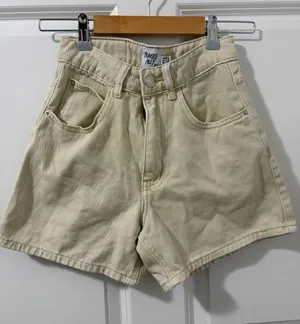 Princess Polly High-Waist Cream Denim Shorts thumbnail 1