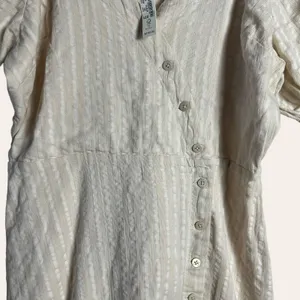 Madewell Puff-Sleeve Button-Wrap Striped Midi Dress Size 6 thumbnail 9