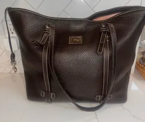 Dooney & Bourke Pebble Grain Tote Brown Leather Shoulder Bag thumbnail 1