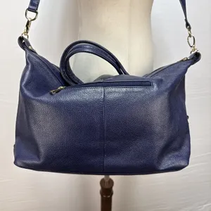 Ora Delphine Adele Satchel Bag Crossbody‎ Purse Royal Blue Pebbled Leather thumbnail 6