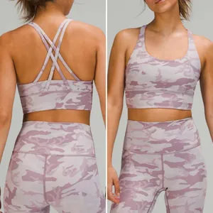 LULULEMON Energy Bra Long Line Ribbed Incognito Camo Iris Violet Verbena Size 4 thumbnail 1