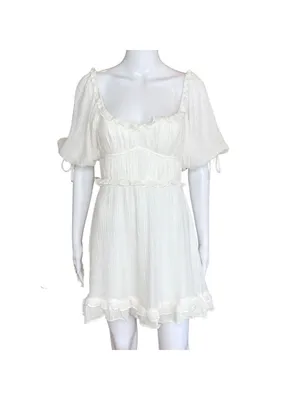 Angel Biba Boho Babydoll Mini Dress White Size XS NWT thumbnail 4