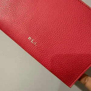 POLO RALPH LAUREN PINK LEATHER‎ ZIP CLOSURE WRISTLET POUCH BAG 8x5” I thumbnail 2