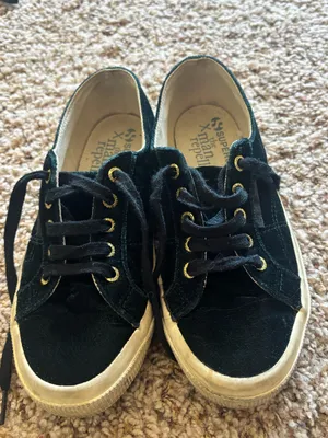 Superga Dark Green Velvet Sneakers thumbnail 1