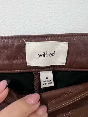 Aritzia Wilfred Melina Brown Vegan Leather Pants Sz 0 Y2K Straight Leg thumbnail 4
