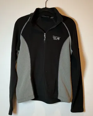 Mountain Hardwear Womens Fleece Pullover Black Grey Houndstooth Quarter Zip Sz M thumbnail 1