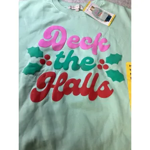 State of Mine Mint Green Deck the Halls‎ Holiday Graphic Sweatshirt Mens Medium thumbnail 2