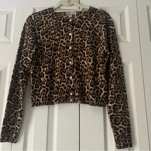 J. Crew Cashmere Leopard Print Sweater thumbnail 2