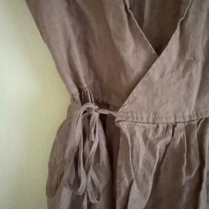 Source Unknown Listicle Brown Lagenlook Linen Wrap Cap Sleeve Dress Size Small thumbnail 2