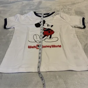 Disney Parks Walt Disney World Mickey Mouse White Short Sleeve Ringer Shirt sz M thumbnail 3