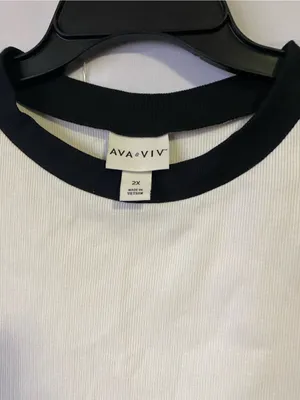 Ava & Viv White Tank Top with Black Contrast Trim thumbnail 2