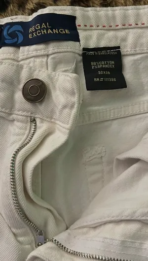 Men's White Denim Jeans Skinny Slim Fit Distressed Mid Rise 5-Pocket size 32x28 thumbnail 3