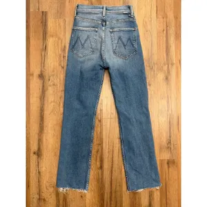MOTHER High Waisted Rider Ankle Fray Jeans 24 Distressed Straight Blue USA thumbnail 4