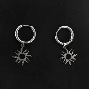 Titanium Steel Sun Dangle Drop Earrings for Men Women,Punk Hip Hop Earrings thumbnail 3
