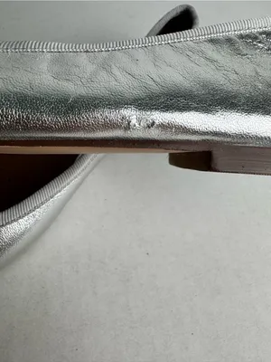 Geox Respira Silver Metallic Leather Ballet Flat with Bow Accent thumbnail 12