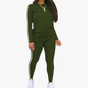 Amazon Women's Green Leggings Set with White Stripes thumbnail 2