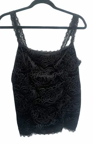 White‎ House Black Market WHBM Velvet Floral Tank Large Lace Whimsigoth Grunge thumbnail 1