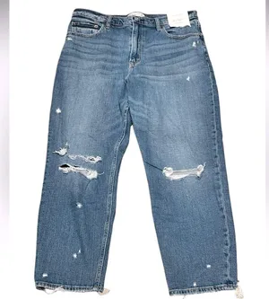 Abercrombie & Fitch Curve Love High Rise Mom Jean Distressed Denim Size 32 NWT thumbnail 3