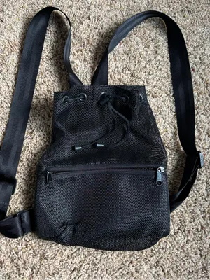 Black Mesh Drawstring Backpack thumbnail 1