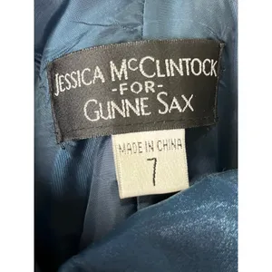 Jessica McClintock Gunne Sax Blue Strapless Rosette Bubble Hem Party Dress New thumbnail 5