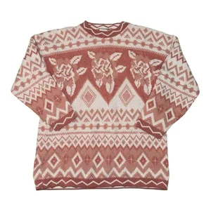 Adele Knitwear vintage white pink rose knit sweater women’s size large thumbnail 1