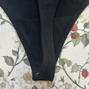 Abercrombie & Fitch Classic Black thong Bodysuit tank ribbed soft A&F collection thumbnail 7