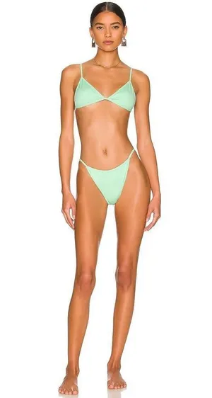 Peixoto Tinga Triangle Cheeky Bikini Bottom Thin Side Straps Mint Rib XS thumbnail 1
