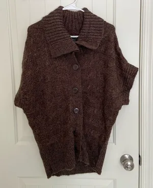 EUC | United States Sweaters women’s brown thick knit acrylic collar‎ sweater thumbnail 1