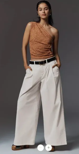 By Anthropologie Low-Rise Pleated Wide-Leg Trousers thumbnail 1