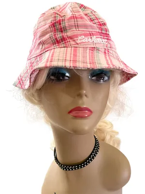 Carhartt Logo Women's Pink Plaid Canvas Breathable Bucket Hat thumbnail 1