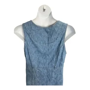 90s Christopher & Banks Blue Denim Midi Dress Sleeveless Size XL Cotton Button thumbnail 8