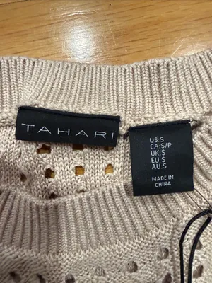 NWT Tahari tan open -knit beach dress cover up size small. thumbnail 2