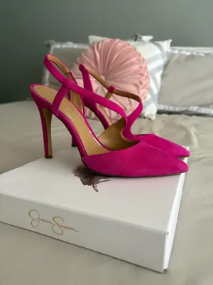 Hot Pink Suede Jessica Simpson Heels thumbnail 2
