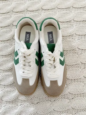 MIA White and Green Sneakers with Gum Sole thumbnail 2