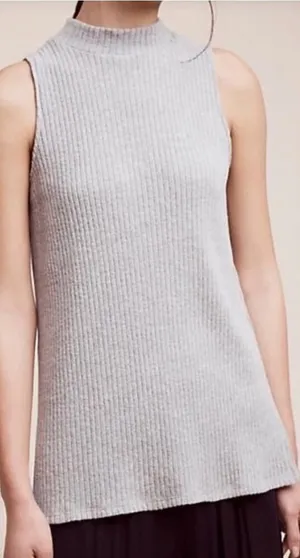 Anthropologie‎ Ro & De Rib Tunic Tank Top Sleeveless Turtleneck Gray Size Small thumbnail 1