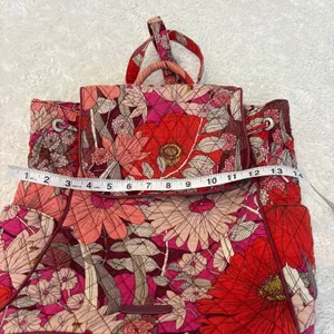 Vera Bradley Drawstring Magnetic Flap Backpack Bohemian Blooms Red Floral Travel thumbnail 4