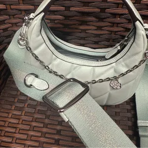 NWT Coach Carmen Mini Crossbody Bag CBI46 pearlized leather Silver/Green thumbnail 7