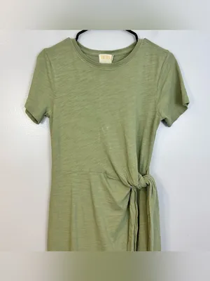 Nation LTD Lavi Tie Front Sage Green Cotton Maxi T-Shirt Dress Size XS thumbnail 4
