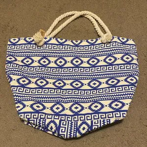 New NWT Marbella & Ashford Blue White Large Rope Handle Tote Bag‎ thumbnail 1