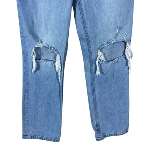 Abercrombie & Fitch The 90s Straight Distressed Jeans Light Blue Denim Size25/0S thumbnail 3