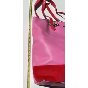 Vintage Juicy Couture Large Pink Leather Red Velvet Y2K Summer Travel Bag thumbnail 4