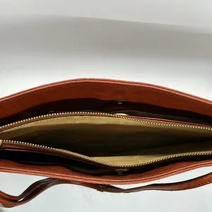 Monsac Original Rich Brown Leather Tote Bag Purse 🌺🌺 thumbnail 9