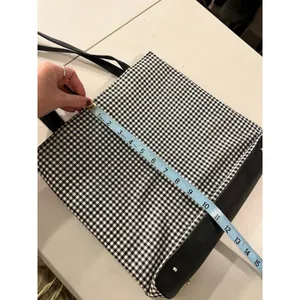 Black & White 100% Cotton Double Strap Gingham Checkered Medium Tote Bag thumbnail 13