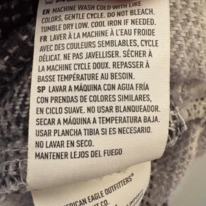 American Eagle Plaid Flannel Shirt Oversized‎ Fit Black White Grey Size Small thumbnail 6